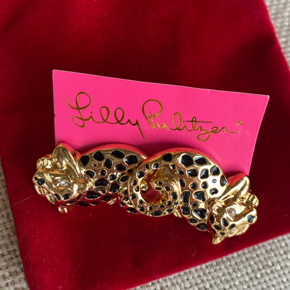 Lilly Pulitzer Gold and Black Leopard Earrings